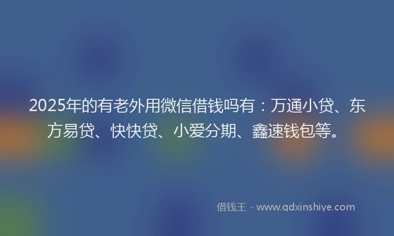 2025年的有老外用微信借钱吗有：万通小贷、东方易贷、快快贷、小爱分期、鑫速钱包等。