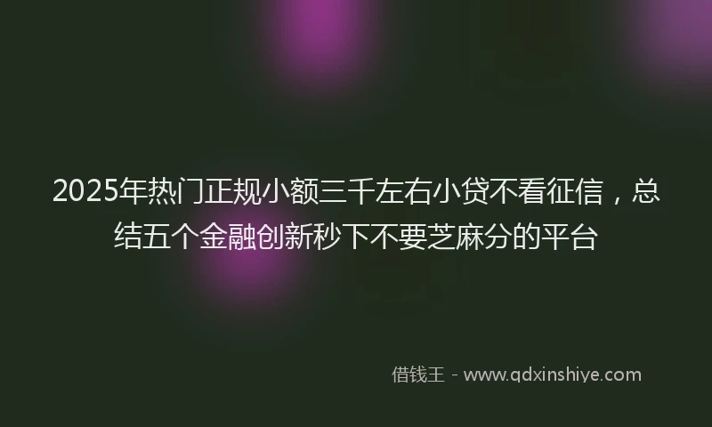 2025年热门正规小额三千左右小贷不看征信，总结五个金融创新秒下不要芝麻分的平台