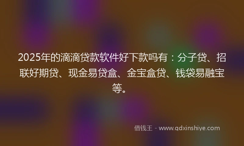2025年的滴滴贷款软件好下款吗有：分子贷、招联好期贷、现金易贷盒、金宝盒贷、钱袋易融宝等。