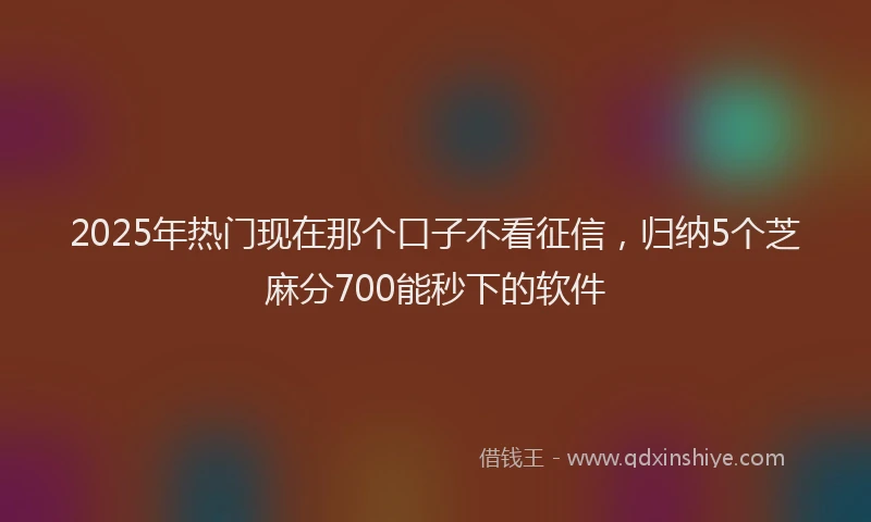 2025年热门现在那个口子不看征信，归纳5个芝麻分700能秒下的软件