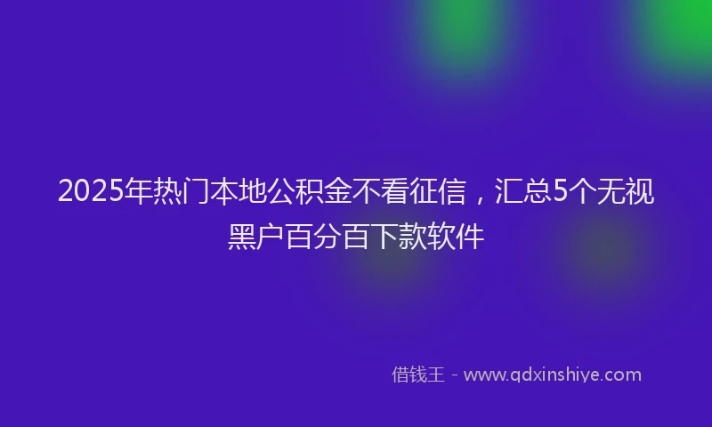 2025年热门本地公积金不看征信，汇总5个无视黑户百分百下款软件