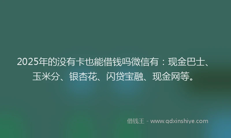 2025年的没有卡也能借钱吗微信有：现金巴士、玉米分、银杏花、闪贷宝融、现金网等。