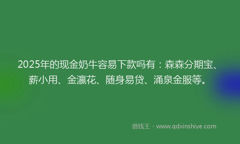 2025年的现金奶牛容易下款吗有：森森分期宝、薪小用、金瀛花、随身易贷、涌泉金服等。