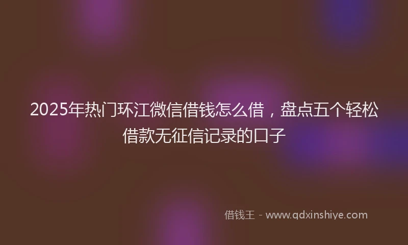 2025年热门环江微信借钱怎么借，盘点五个轻松借款无征信记录的口子