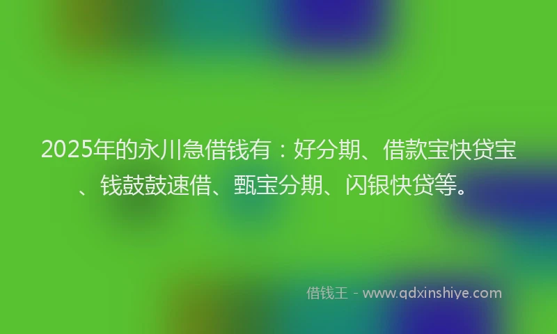 2025年的永川急借钱有：好分期、借款宝快贷宝、钱鼓鼓速借、甄宝分期、闪银快贷等。