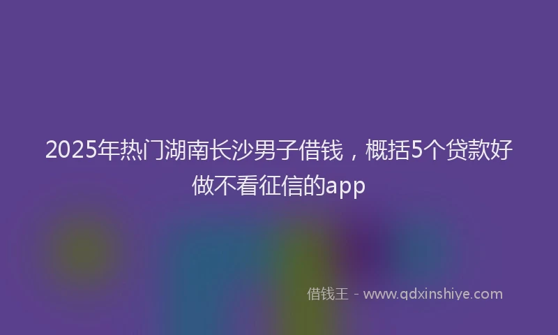 2025年热门湖南长沙男子借钱，概括5个贷款好做不看征信的app
