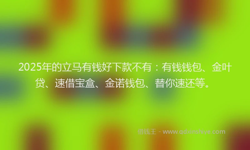 2025年的立马有钱好下款不有：有钱钱包、金叶贷、速借宝盒、金诺钱包、替你速还等。