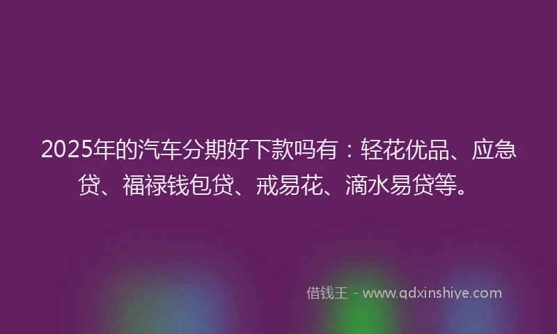 2025年的汽车分期好下款吗有：轻花优品、应急贷、福禄钱包贷、戒易花、滴水易贷等。