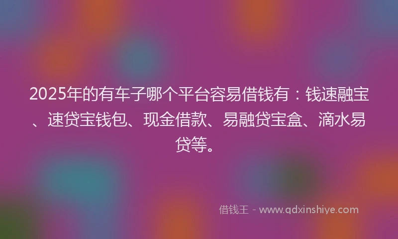2025年的有车子哪个平台容易借钱有：钱速融宝、速贷宝钱包、现金借款、易融贷宝盒、滴水易贷等。