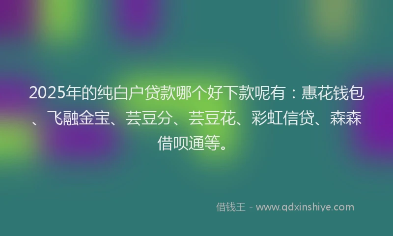 2025年的纯白户贷款哪个好下款呢有：惠花钱包、飞融金宝、芸豆分、芸豆花、彩虹信贷、森森借呗通等。