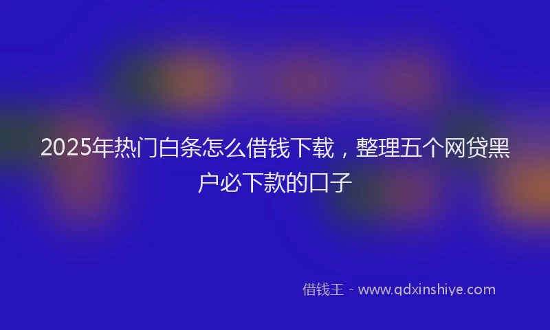 2025年热门白条怎么借钱下载，整理五个网贷黑户必下款的口子