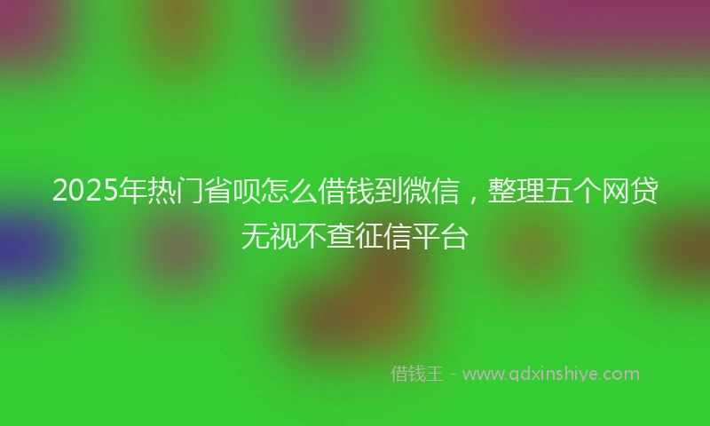 2025年热门省呗怎么借钱到微信，整理五个网贷无视不查征信平台