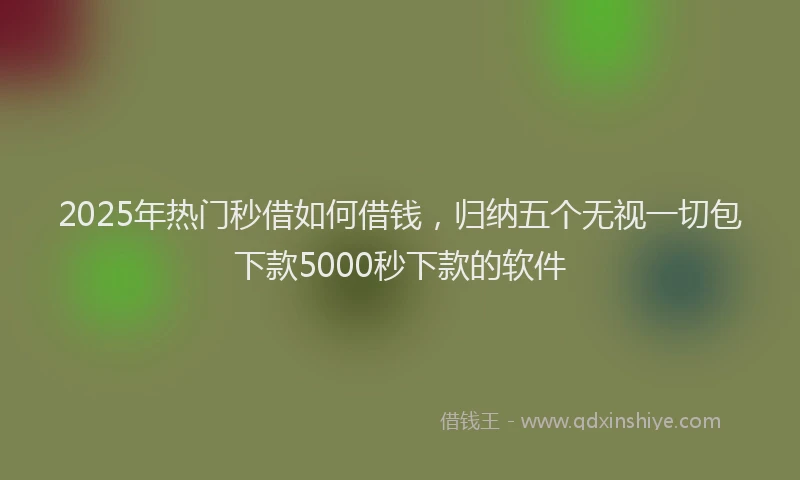 2025年热门秒借如何借钱，归纳五个无视一切包下款5000秒下款的软件
