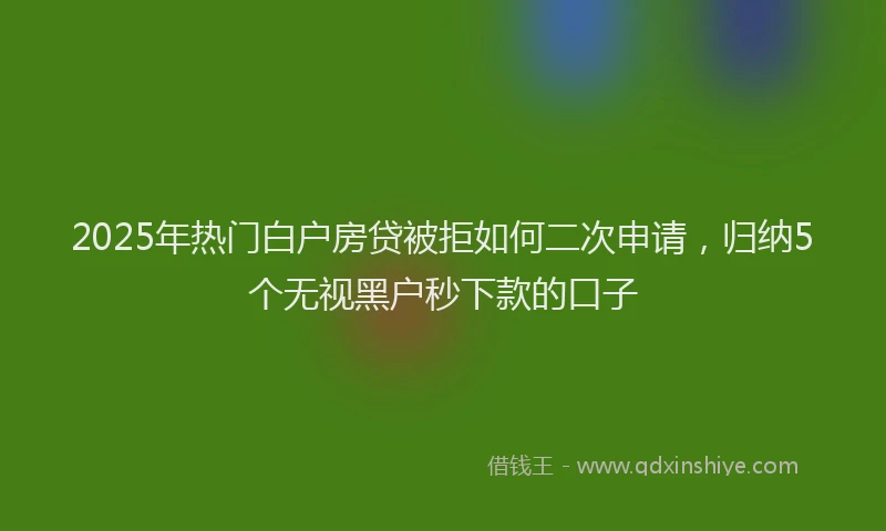 2025年热门白户房贷被拒如何二次申请，归纳5个无视黑户秒下款的口子