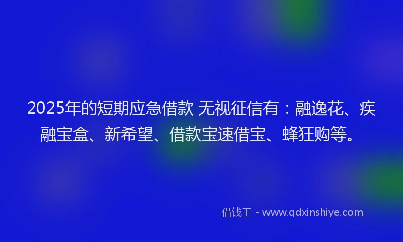 2025年的短期应急借款 无视征信有：融逸花、疾融宝盒、新希望、借款宝速借宝、蜂狂购等。