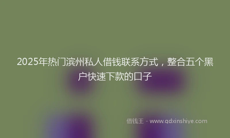 2025年热门滨州私人借钱联系方式，整合五个黑户快速下款的口子