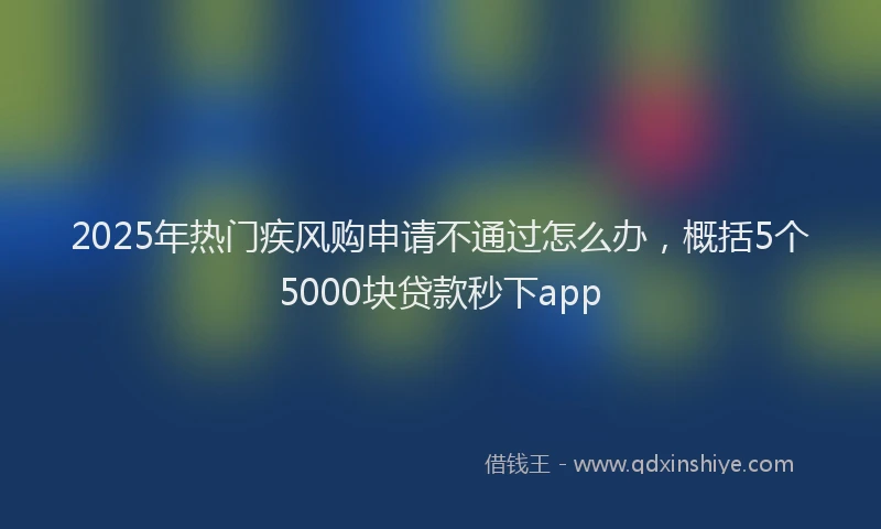 2025年热门疾风购申请不通过怎么办，概括5个5000块贷款秒下app