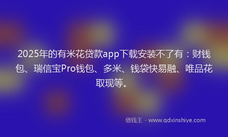 2025年的有米花贷款app下载安装不了有：财钱包、瑞信宝Pro钱包、多米、钱袋快易融、唯品花取现等。