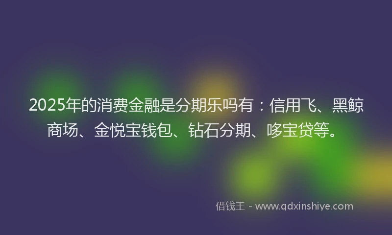 2025年的消费金融是分期乐吗有：信用飞、黑鲸商场、金悦宝钱包、钻石分期、哆宝贷等。