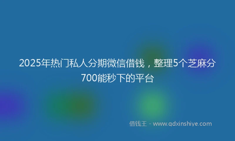 2025年热门私人分期微信借钱，整理5个芝麻分700能秒下的平台