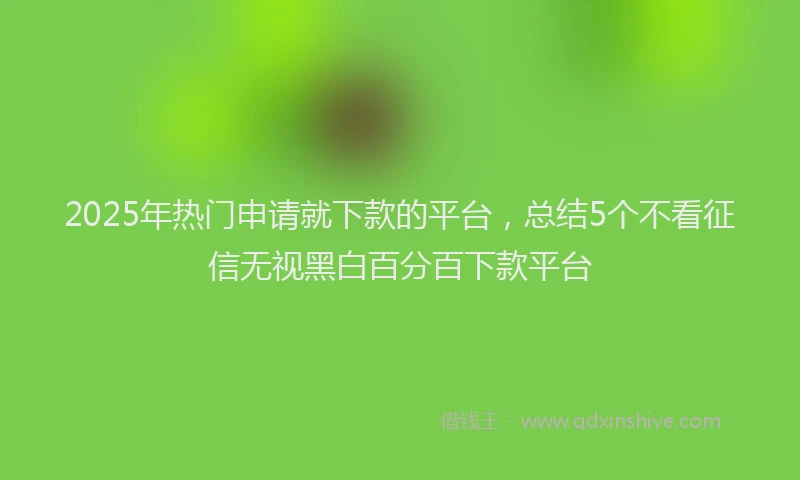 2025年热门申请就下款的平台，总结5个不看征信无视黑白百分百下款平台