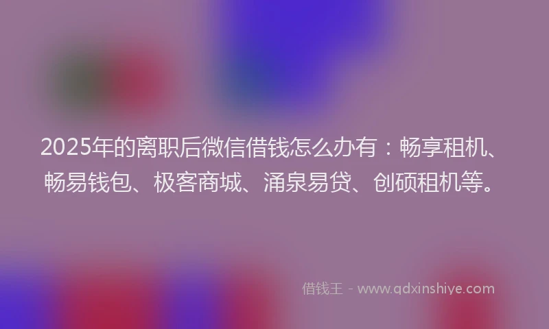 2025年的离职后微信借钱怎么办有：畅享租机、畅易钱包、极客商城、涌泉易贷、创硕租机等。