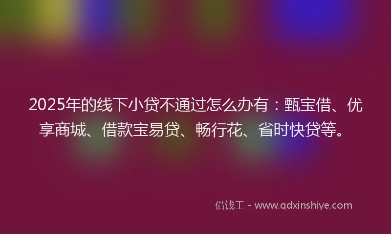 2025年的线下小贷不通过怎么办有：甄宝借、优享商城、借款宝易贷、畅行花、省时快贷等。