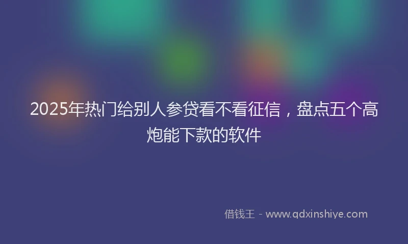 2025年热门给别人参贷看不看征信，盘点五个高炮能下款的软件