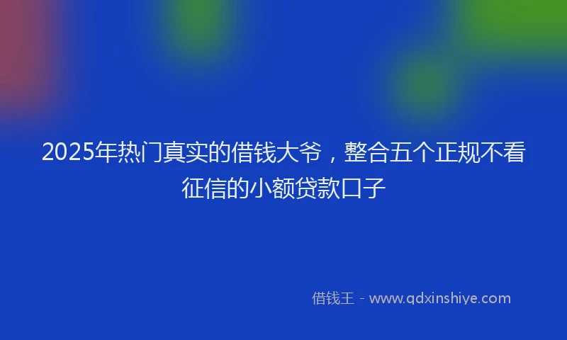 2025年热门真实的借钱大爷，整合五个正规不看征信的小额贷款口子