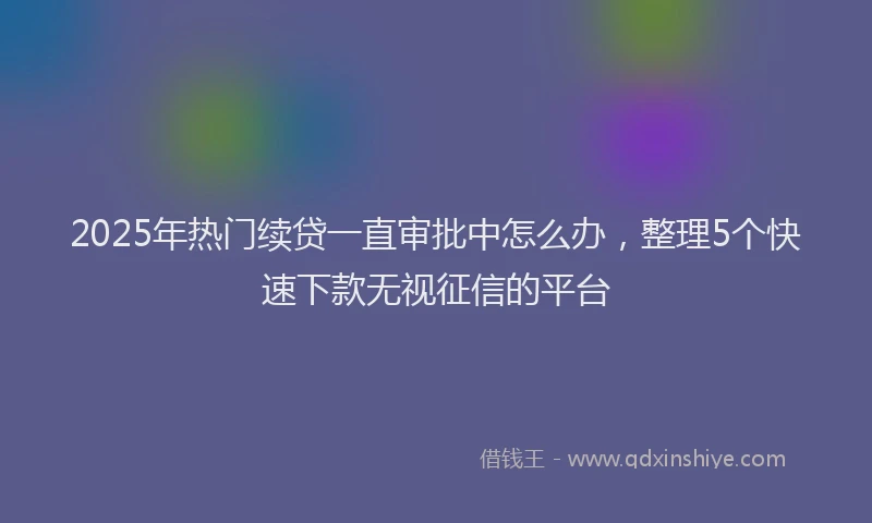 2025年热门续贷一直审批中怎么办，整理5个快速下款无视征信的平台