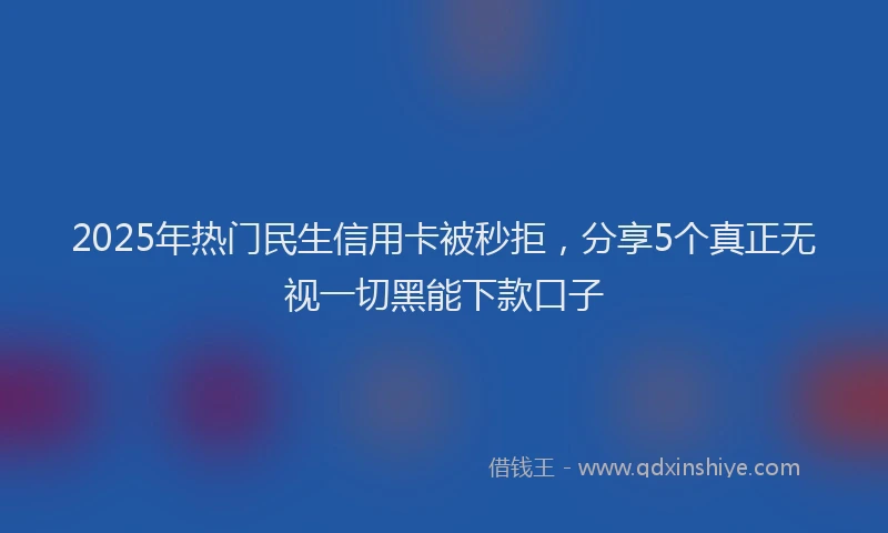 2025年热门民生信用卡被秒拒，分享5个真正无视一切黑能下款口子