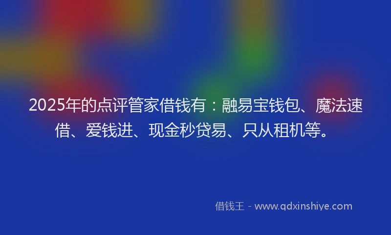 2025年的点评管家借钱有：融易宝钱包、魔法速借、爱钱进、现金秒贷易、只从租机等。