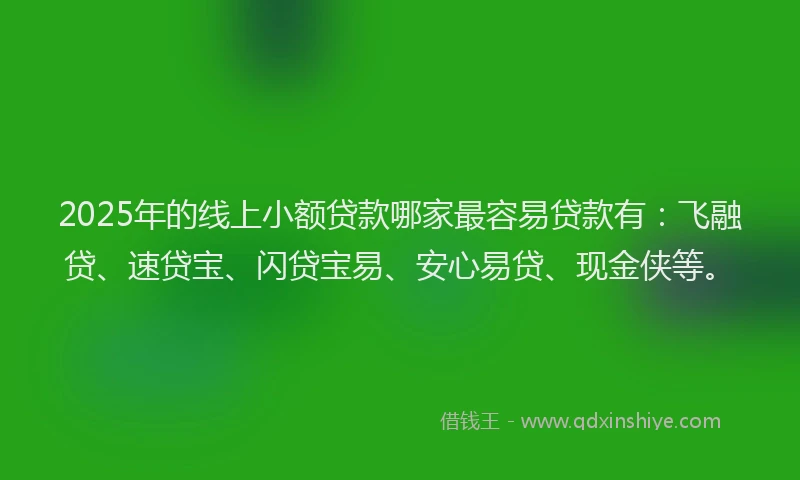2025年的线上小额贷款哪家最容易贷款有：飞融贷、速贷宝、闪贷宝易、安心易贷、现金侠等。