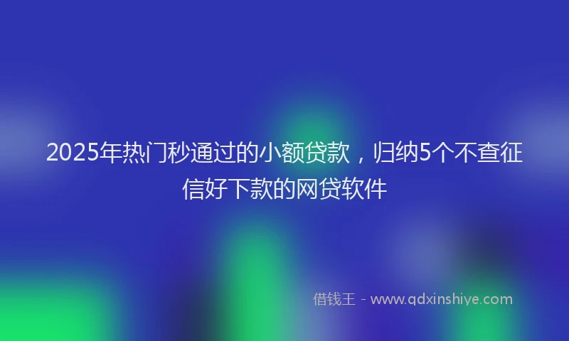 2025年热门秒通过的小额贷款，归纳5个不查征信好下款的网贷软件
