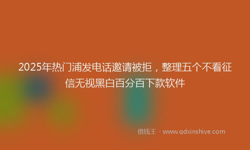 2025年热门浦发电话邀请被拒，整理五个不看征信无视黑白百分百下款软件