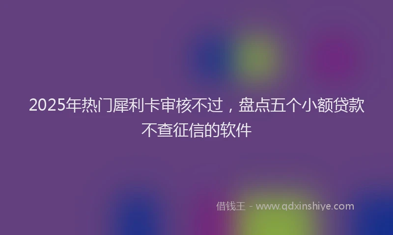 2025年热门犀利卡审核不过，盘点五个小额贷款不查征信的软件
