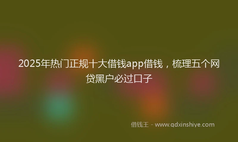 2025年热门正规十大借钱app借钱，梳理五个网贷黑户必过口子