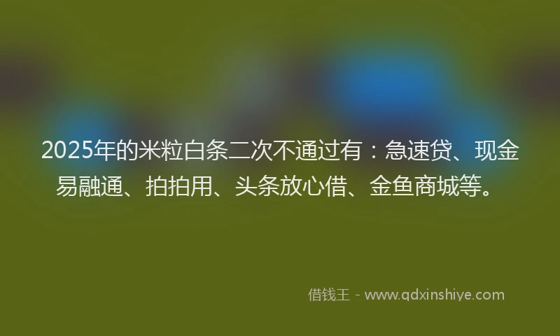2025年的米粒白条二次不通过有：急速贷、现金易融通、拍拍用、头条放心借、金鱼商城等。