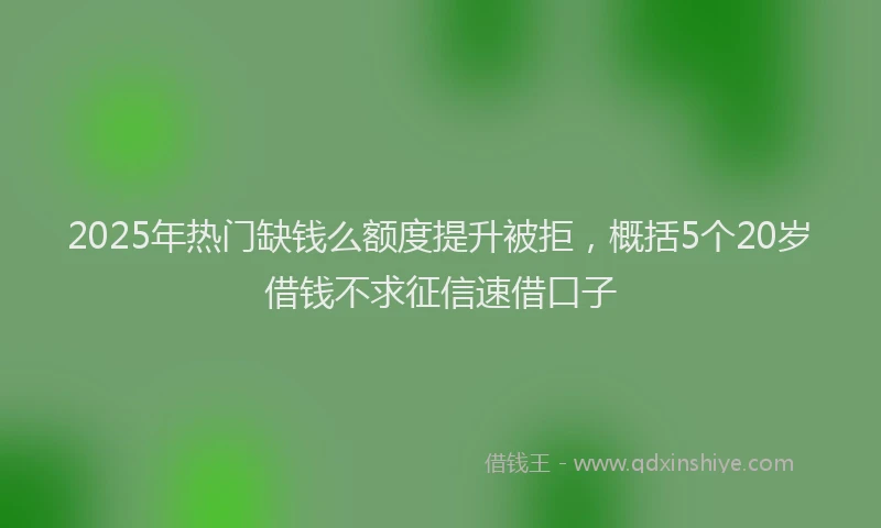 2025年热门缺钱么额度提升被拒，概括5个20岁借钱不求征信速借口子