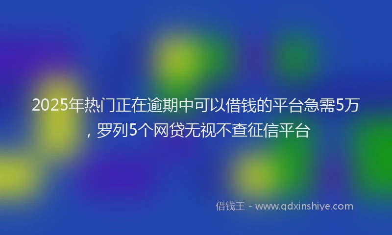 2025年热门正在逾期中可以借钱的平台急需5万，罗列5个网贷无视不查征信平台