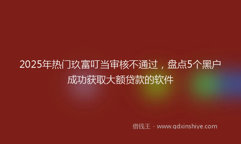 2025年热门玖富叮当审核不通过，盘点5个黑户成功获取大额贷款的软件