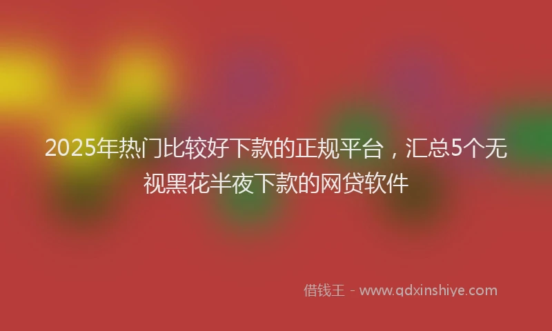 2025年热门比较好下款的正规平台，汇总5个无视黑花半夜下款的网贷软件