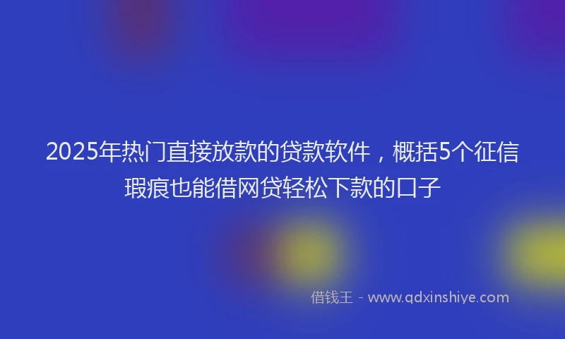 2025年热门直接放款的贷款软件，概括5个征信瑕疵也能借网贷轻松下款的口子