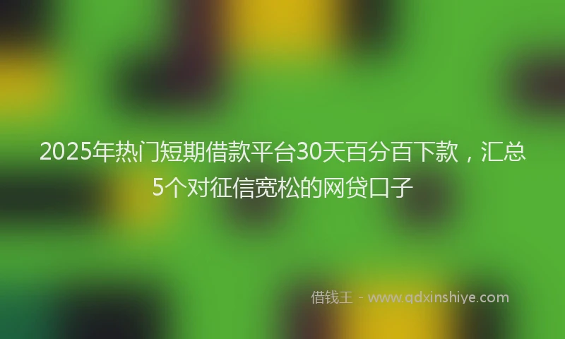 2025年热门短期借款平台30天百分百下款，汇总5个对征信宽松的网贷口子