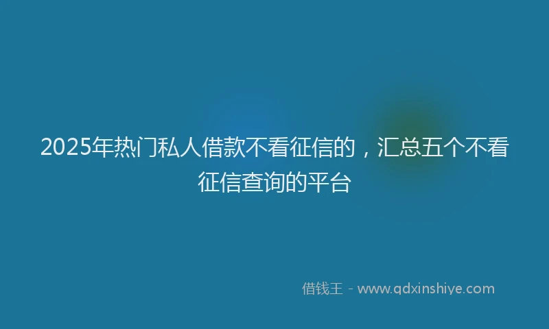 2025年热门私人借款不看征信的，汇总五个不看征信查询的平台