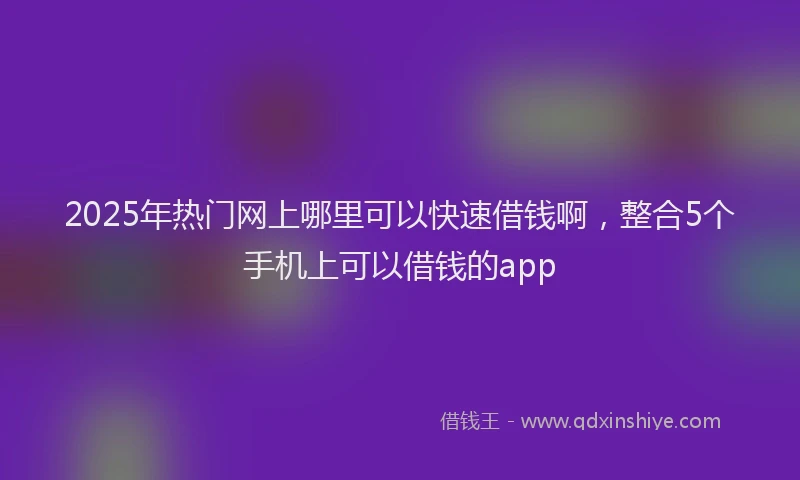 2025年热门网上哪里可以快速借钱啊，整合5个手机上可以借钱的app