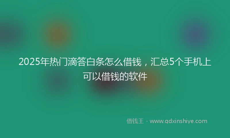2025年热门滴答白条怎么借钱，汇总5个手机上可以借钱的软件