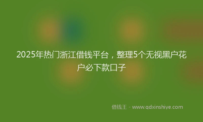 2025年热门浙江借钱平台，整理5个无视黑户花户必下款口子