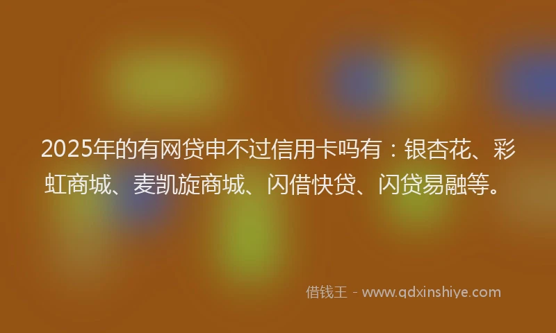 2025年的有网贷申不过信用卡吗有：银杏花、彩虹商城、麦凯旋商城、闪借快贷、闪贷易融等。