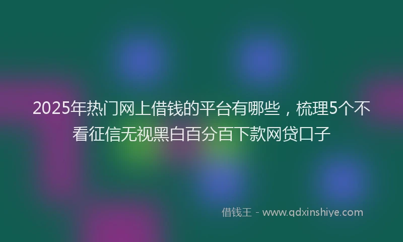 2025年热门网上借钱的平台有哪些，梳理5个不看征信无视黑白百分百下款网贷口子